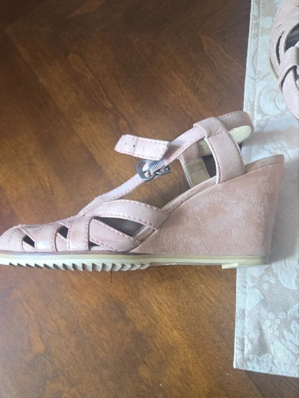 Frye Blush Pink Leather Wedge Sandals